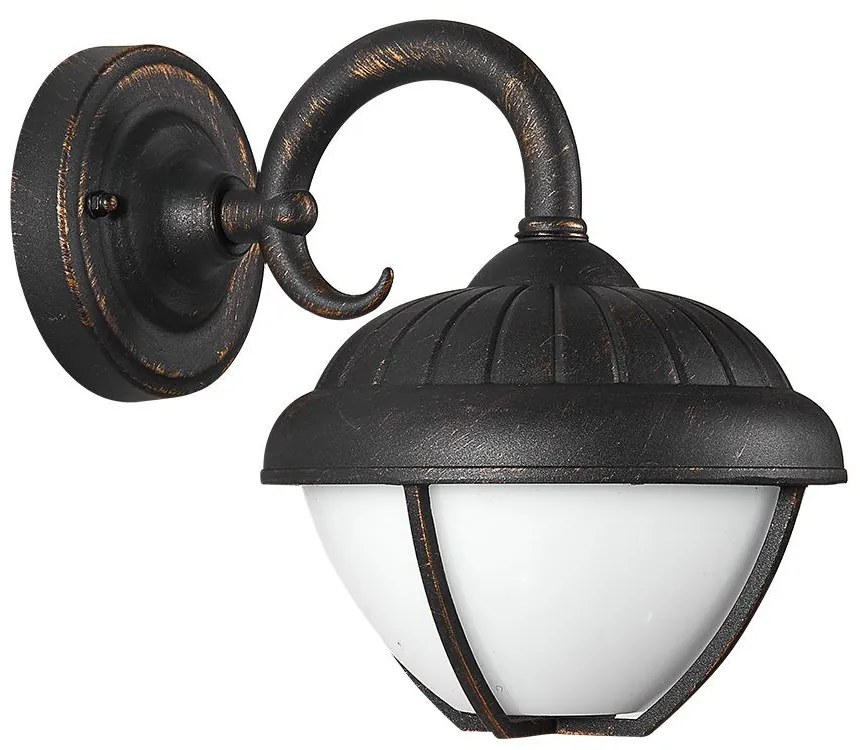 PREZENT 39017 NEBRASKA Klasszikus Kültéri Fali Lámpa Antik Bronz, Fekete LED IP44