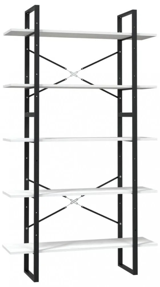 ötszintes fehér fenyőfa könyvszekrény 100 x 30 x 175 cm