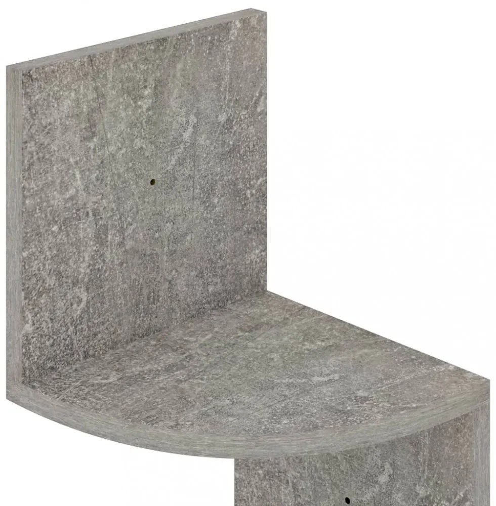 betonszürke szerelt fa fali sarokpolc 19 x 19 x 123 cm