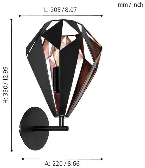 Eglo 49992 - Fali lámpa CARLTON 1 1xE27/60W/230V
