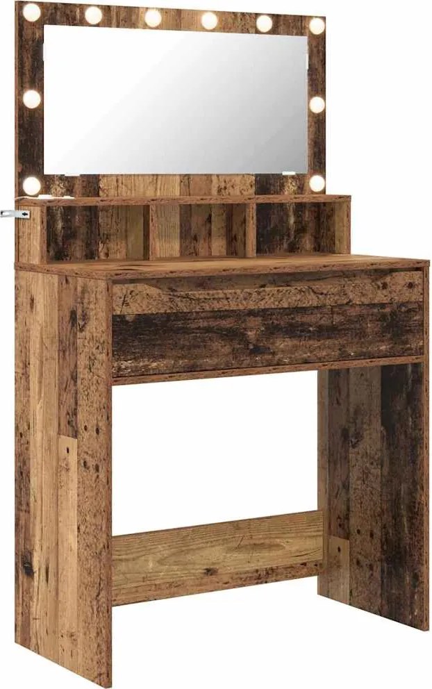 vidaXL Hálószobai Öltözködő Asztalok Öreg fa 80 x 39,6 x 135 cm