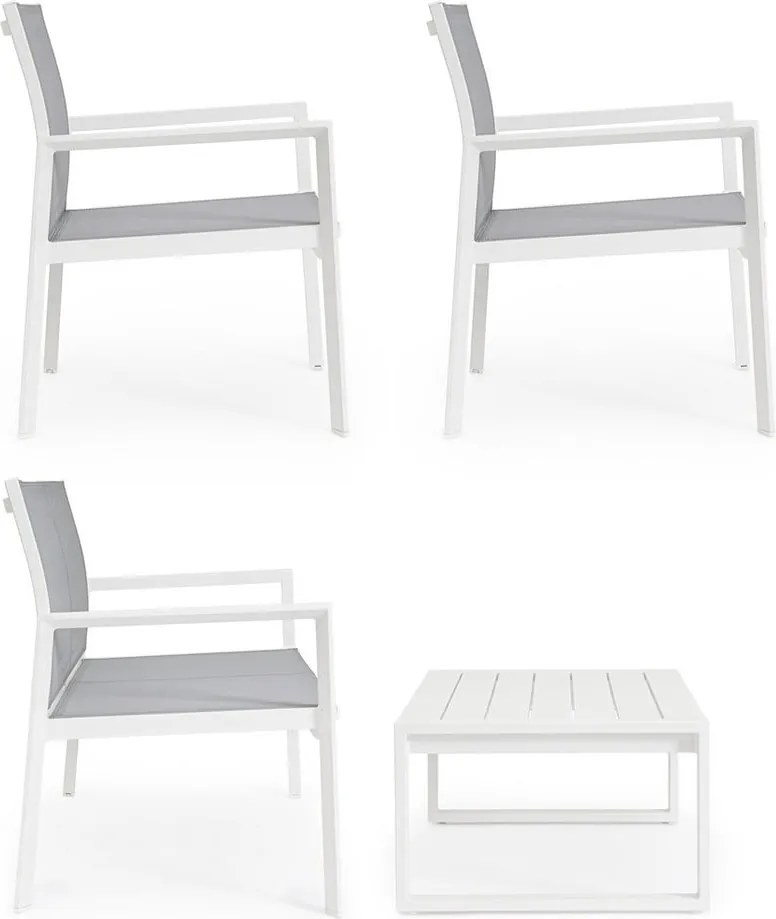 Fehér alumínium négyszemélyes kerti lounge szett Kallen – Bizzotto