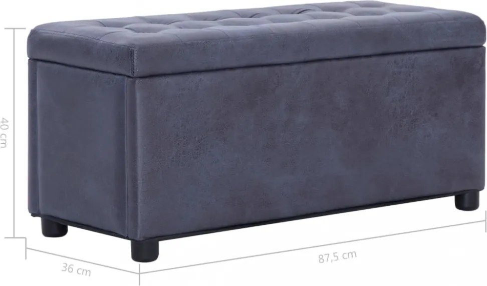 szürke művelúr tárolózsámoly 87,5 cm