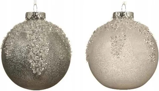 Dekorációs gömb 10cm fehér-ezüst