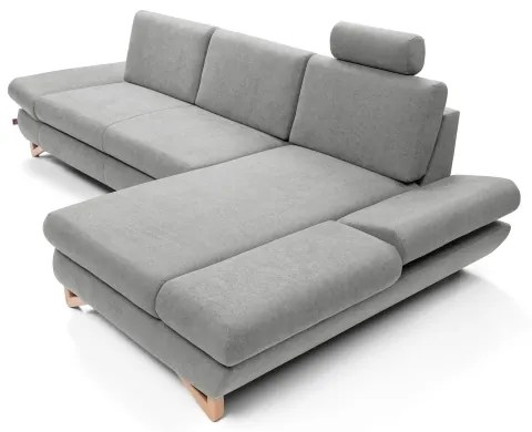 Ággyá nyitható kárpitozott L-alakú sarokülőgarnitúra AVESTA jobb oldali szürke