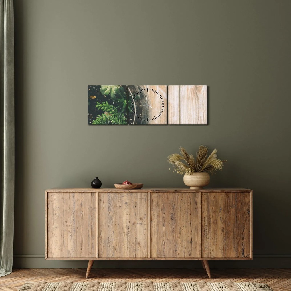A pozsgás növények képe üvegben (órával) (90x30 cm)