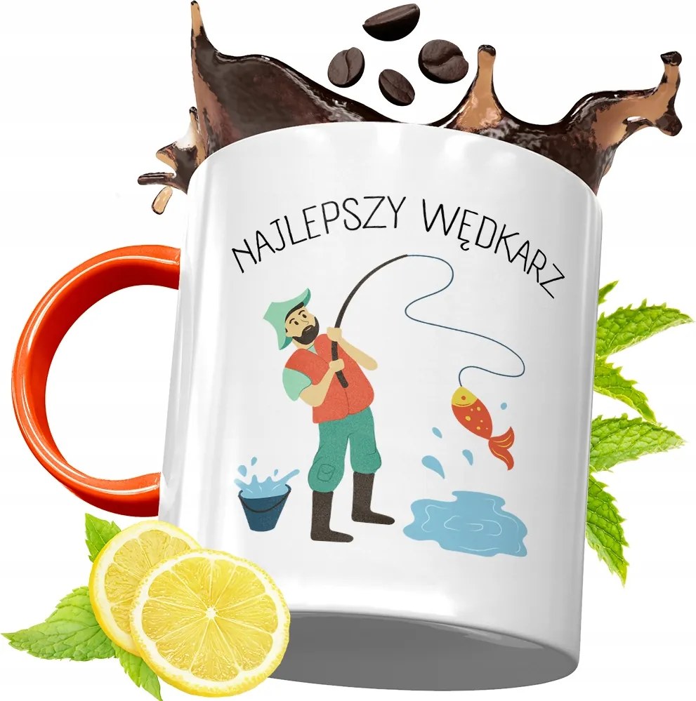 Narancssárga Bögre Horgászoknak Ajándék fényképes nyomtatással