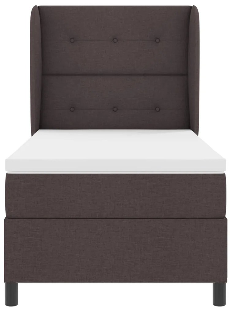 Boxspring Ágy Matrac Fekete Barna 100x200 cm Szövet