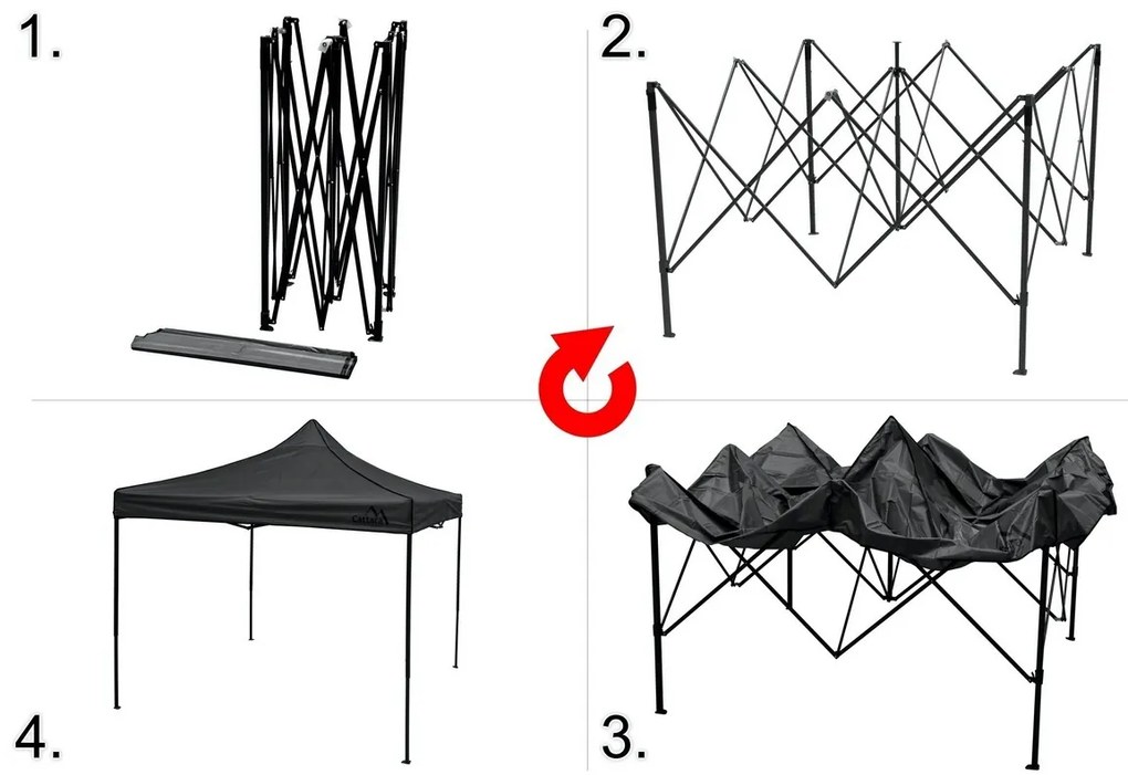 Cattara 13342 Party sátor ollós Waterproof, szürke, 3 x 3 m