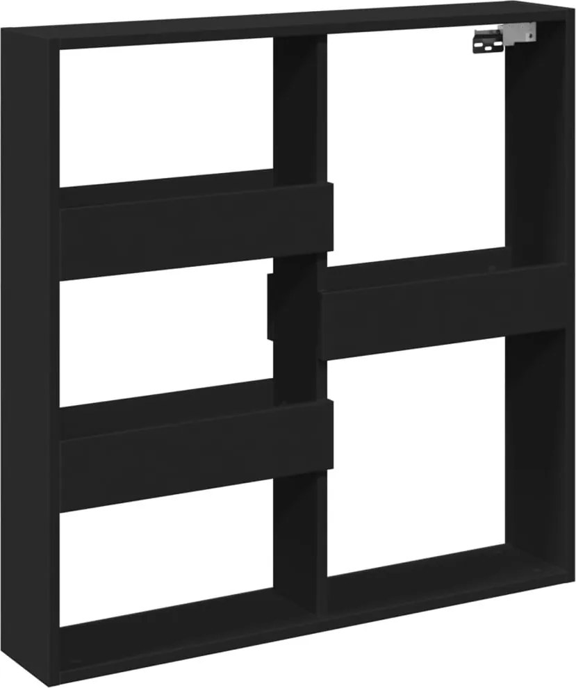 vidaXL fekete szerelt fa faliszekrény 80 x 15 x 80 cm