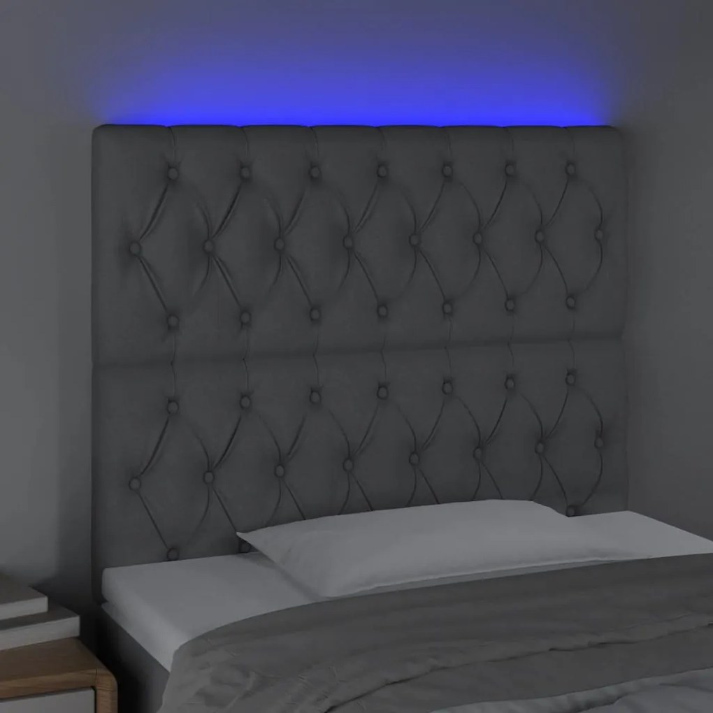 világosszürke szövet LED-es fejtámla 90x7x118/128 cm