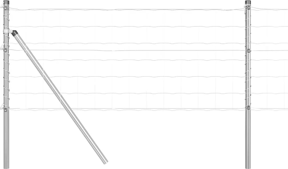 vidaXL Kerítés oszlopokkal Ezüst 0,4 x 10 m Acél és PVC