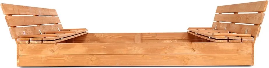 Gyerek fa homokozó fedővel és padokkal Baby Mix 180x180 cm