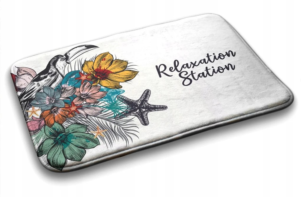 Puha fürdőszobaszőnyeg Madarak Virágok 75x45 cm