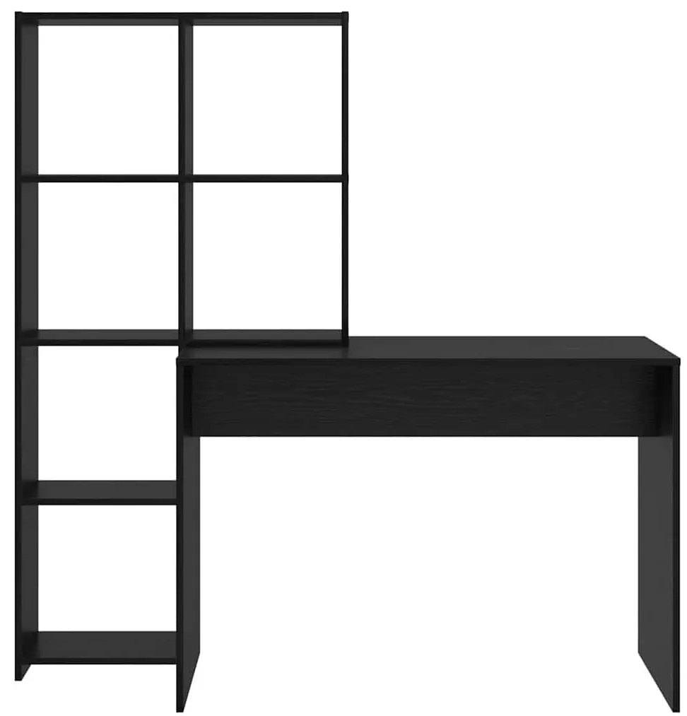 Asztal polcokkal Musta tammi 138.5 x 55 x 143 cm Faanyag