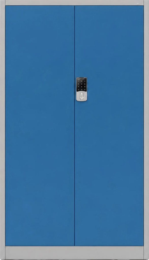 Fém irodai szekrény kódzárral, szürke-kék, 900x1850x400 mm: DANIEL