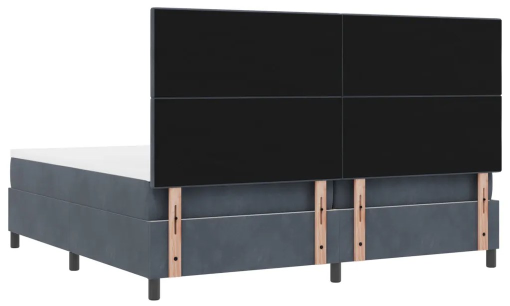 Box Spring Ágy Mattal és LED-del Sötét Szürke 200x200 cm Bársony