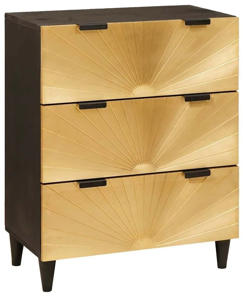 Széf 2 pcs Fekete és Arany 60 x 33 x 75 cm tömör mangófa