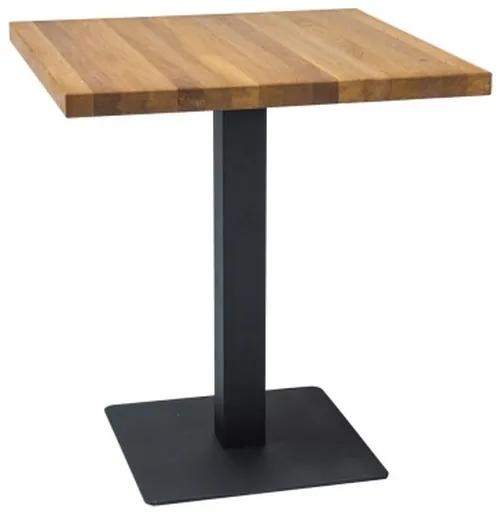 NATURAL étkező asztal, 76x60x60, tölgy/fekete
