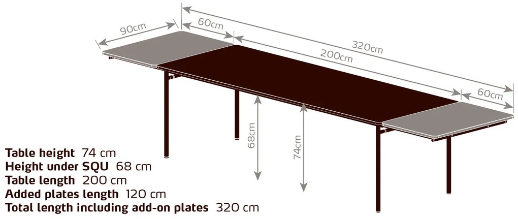 Összecsukható étkezőasztal Taffel, 90 x 200-320 cm, többféle változat - Eva Solo Szín: erdei zöld