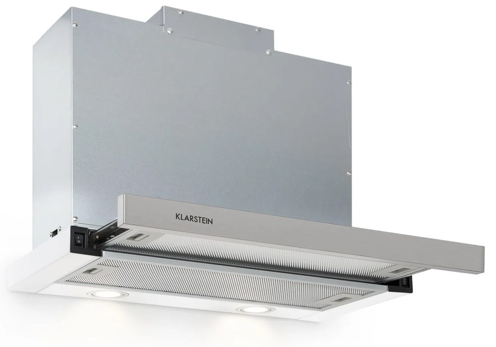 Klarstein Mariana 60, kihúzható páraelszívó, 60 cm, 500 m³/ó, elszívás, LED, fehér
