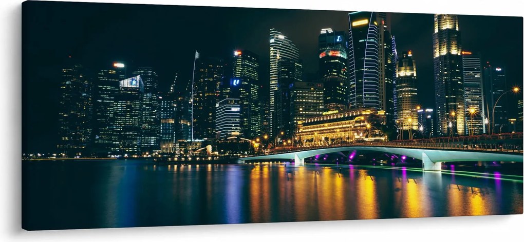 Egy kép az éjszakai Szingapúrról (120x50 cm)