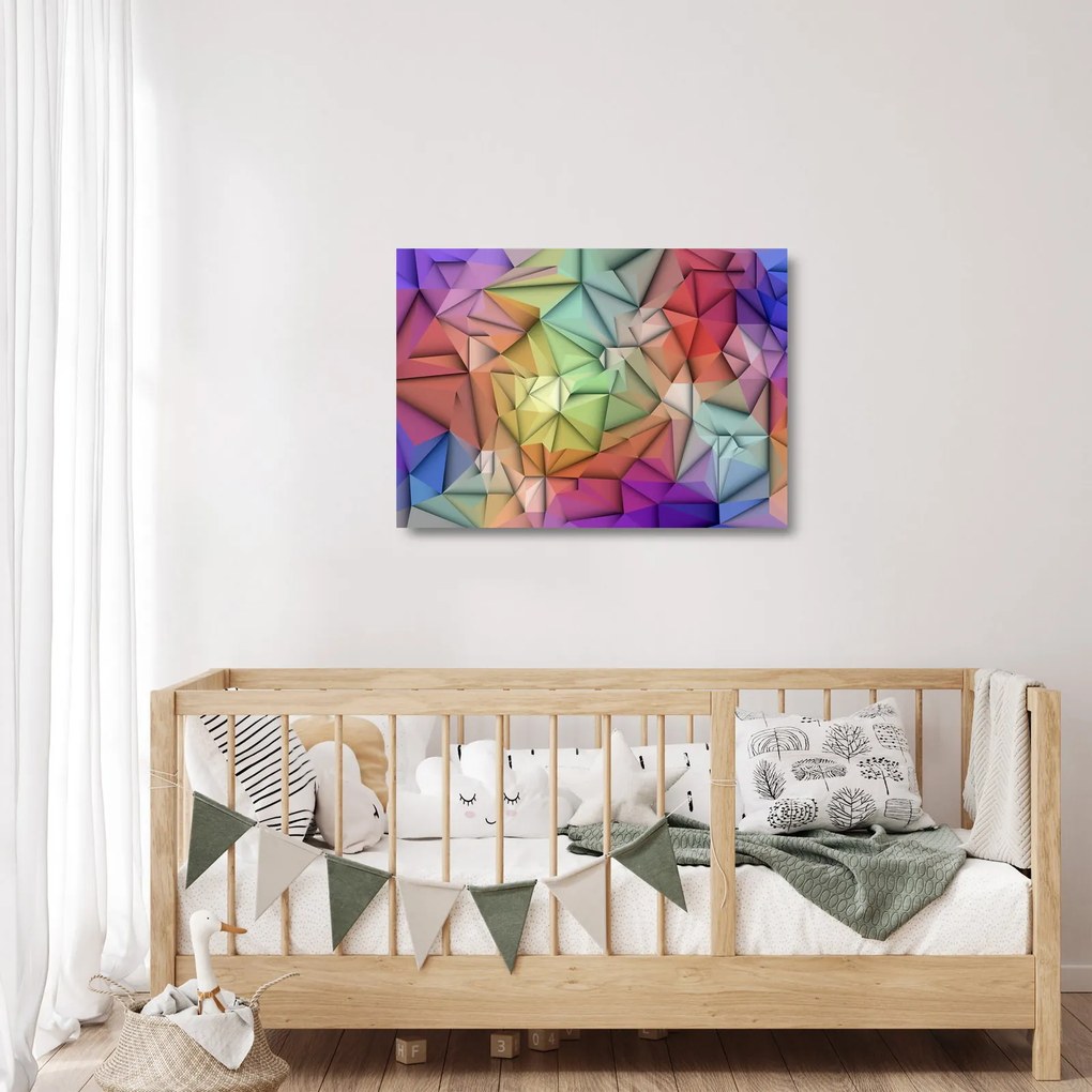 Kép - Sokszögű absztrakció (üvegen) (70x50 cm)