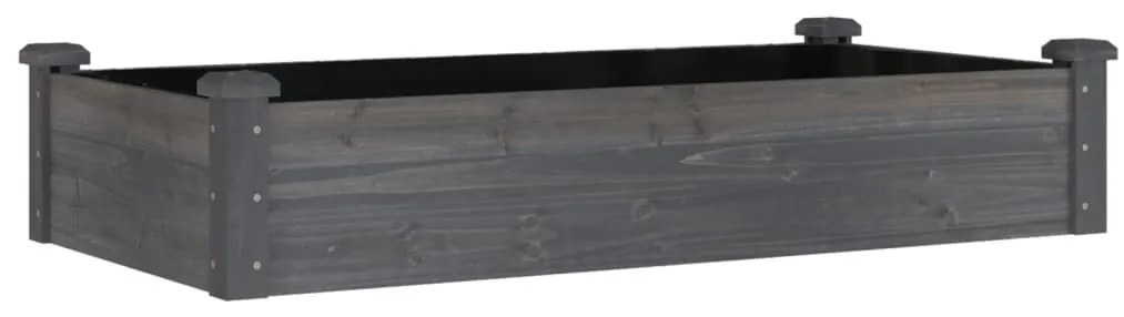szürke tömör fenyőfa kerti magaságyás béléssel 120x60x25 cm