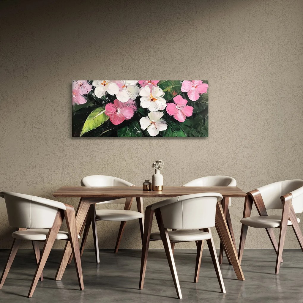 Kép - Rózsaszín és fehér virágok (120x50 cm)