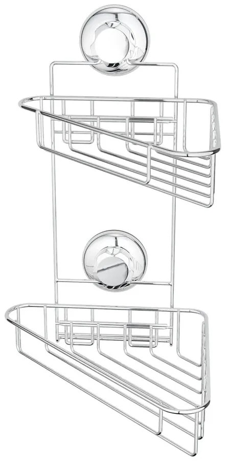 Ezüstszínű öntapadós fém fürdőszobai sarokpolc Bestlock Bath – Compactor