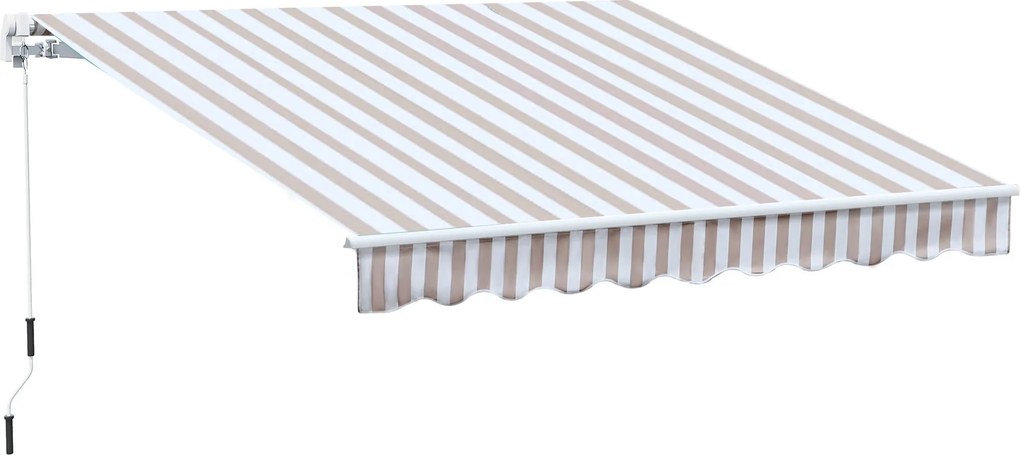 Outsunny Napernyő Kézi Forgatóval, Kihajtható Napernyő, Napvédelem, Fali Rögzítés, Erkély, Alumínium Váz 3 x 2,5 m | Aosom