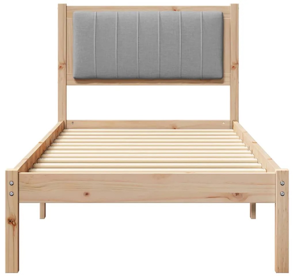 Ágykeret Kárpitozott Fejtámlával Világosszürke 80 x 200 cm