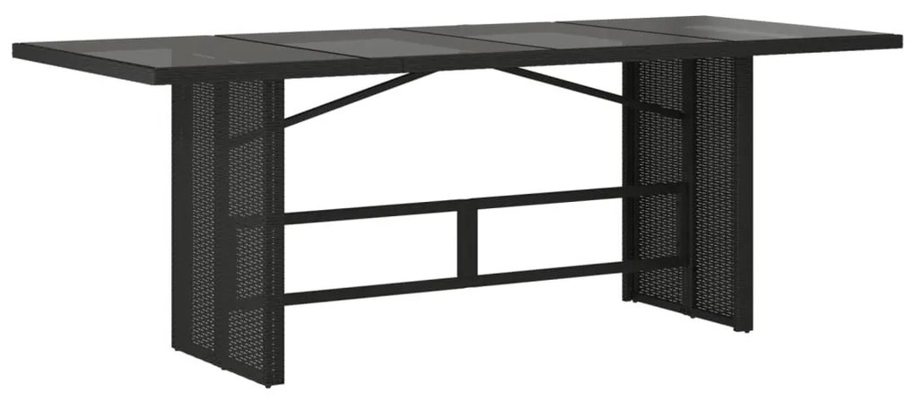 9 részes fekete polyrattan kerti bisztrógarnitúra párnákkal