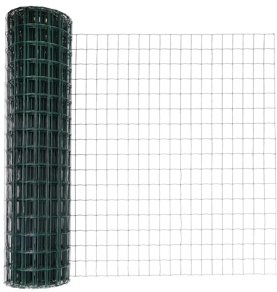 Kerti Kerítés Görgő 2 db Zöld Porszórt acél 25 x 1.2 m Tartós