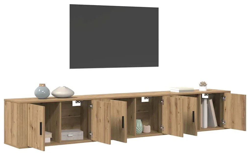 vidaXL Fali TV szekrény szett 3 pcs Artisan tölgy 80 x 34,5 x 40 cm