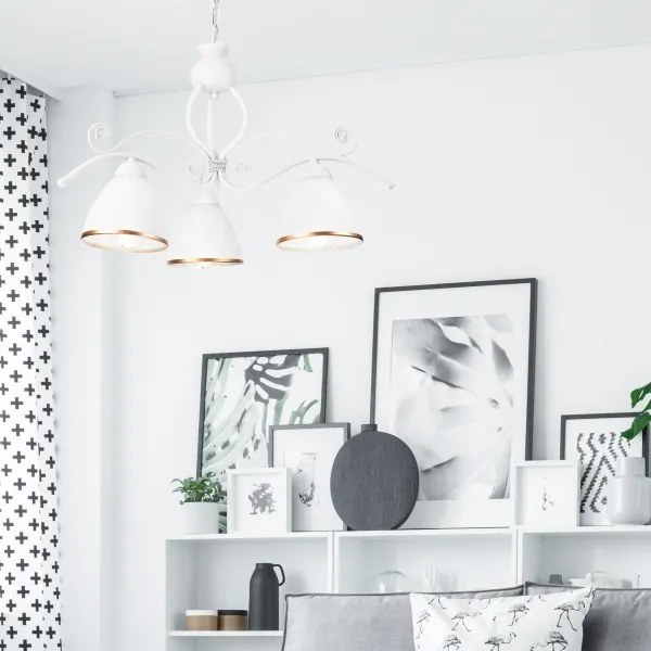 Csillár láncon RETRO II 3xE27/60W/230V fehér