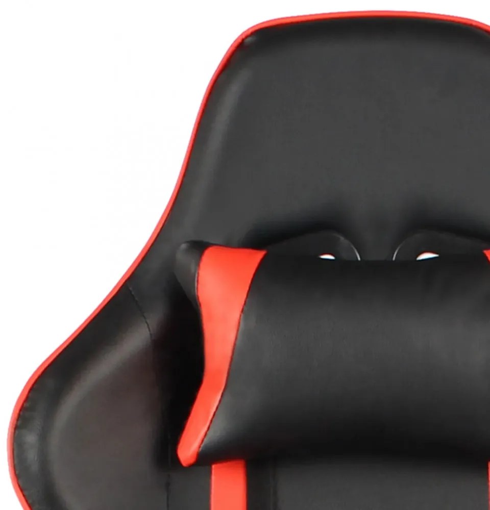 piros PVC forgó gamer szék lábtartóval