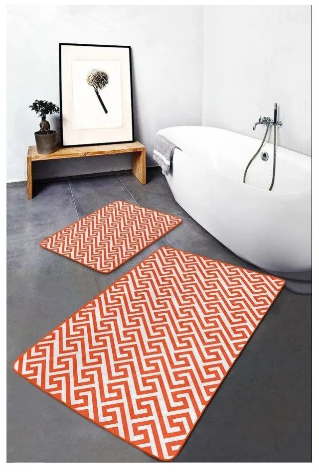 Narancssárga bársony fürdőszobai kilépő szett 2 db-os 60x100 cm – Mila Home