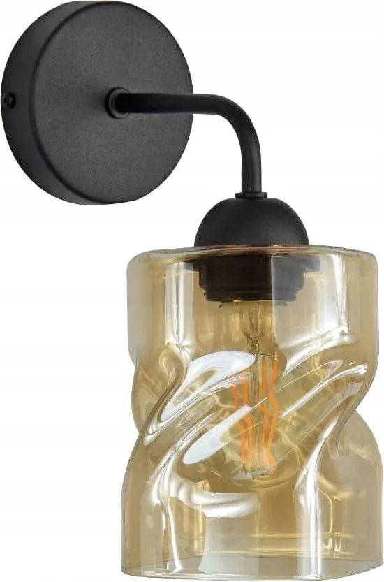 Fali lámpa fali lámpa fekete üveg borostyán lámpabúra Candellux nappaliba