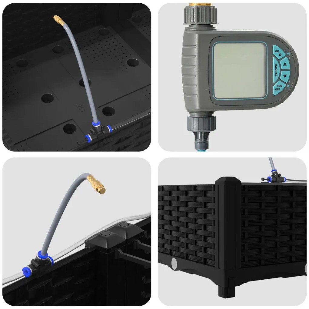 Kerti ültetők Fekete 160 x 40 x 22 cm Acél