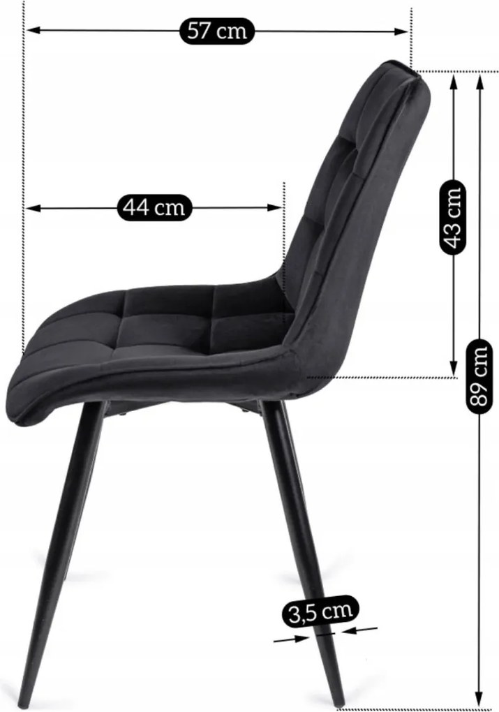 Szék fekete színben, bársony kárpittal. RIO