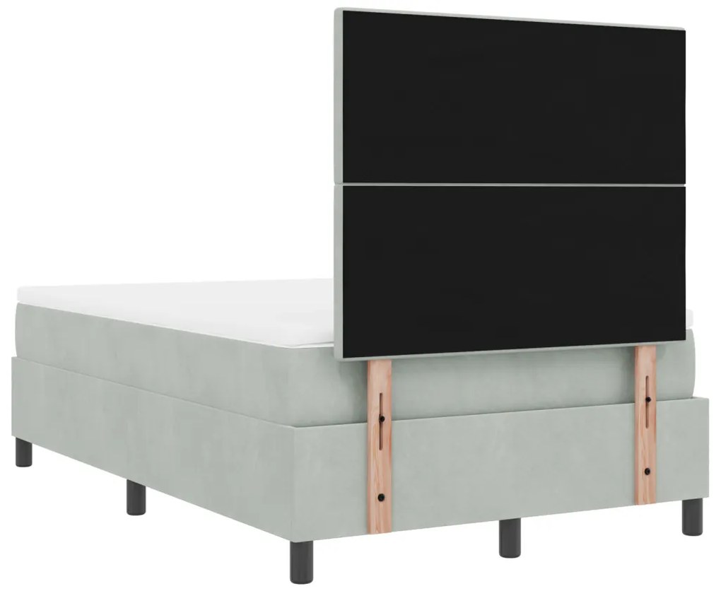 Boxspring Ágy Mattal Világosszürke Kicsi Dupla Bársonyos
