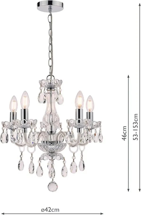 LAURA ASHLEY 3710919-Q HARRIET Kristály Csillár Csiszolt Króm, Átlátszó E14 IP20