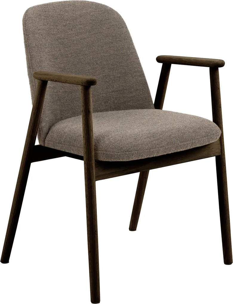 MAZZONI EXPORT RODERIC Barna Taupe (Monza 40)/füstölt lakkozott tölgyfa váz (dió árnyalat) - RETRO FA SZÉK BOUCLÉ  NAPPALIBA ÉTKEZŐBE KONYHÁBA