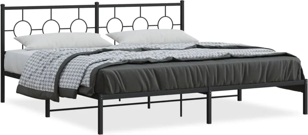 vidaXL fekete fém ágykeret fejtámlával 200 x 200 cm