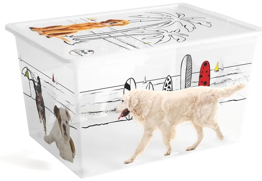 Fehér fedeles műanyag tárolódoboz 55x39x31 cm C Box Style – KIS