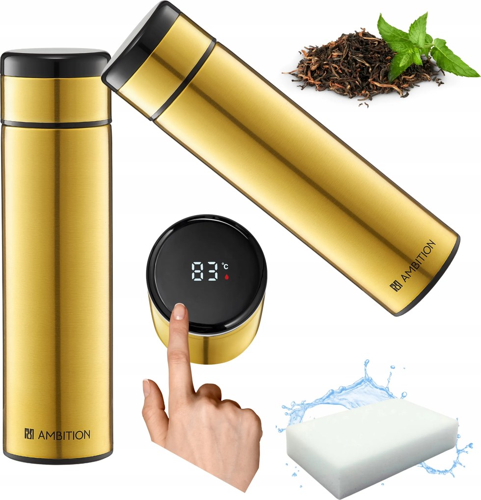 Termosz Bögre Thermo Teás Palack Kávé Hőmérséklet Jelző LCD