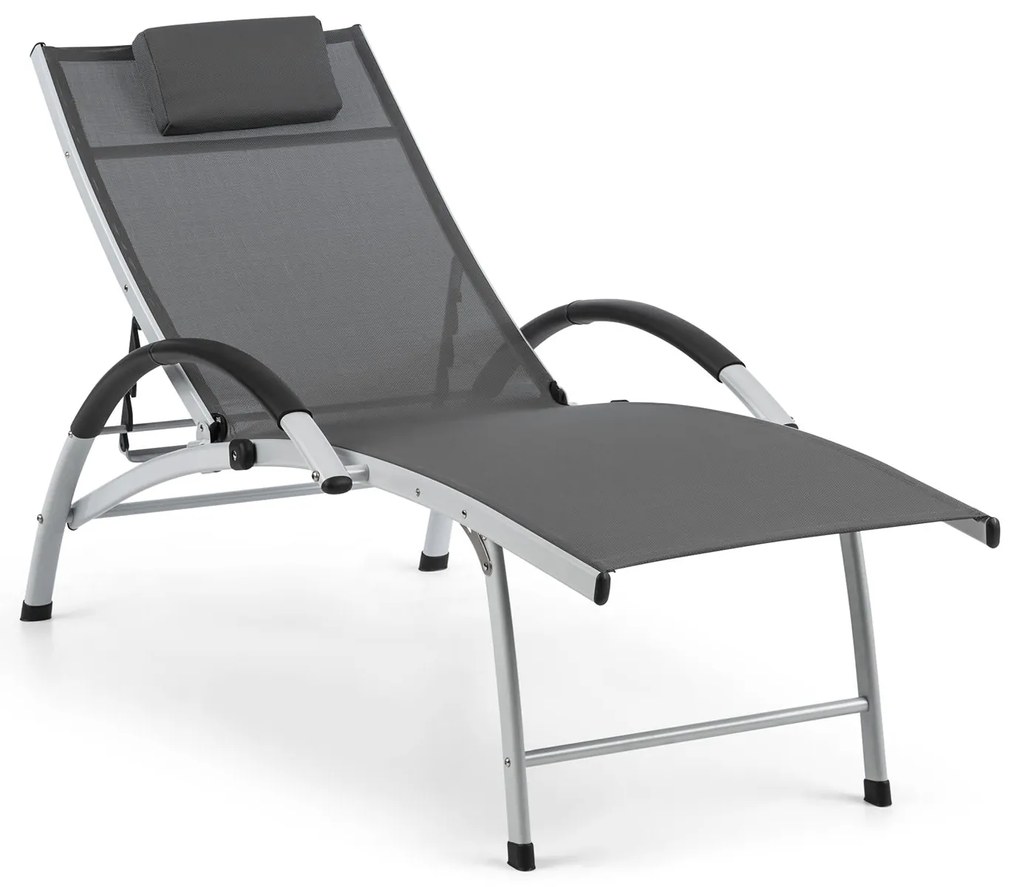 Blumfeldt Sun Valley, kerti nyugágy, összecsukható, fejpárna, szürke