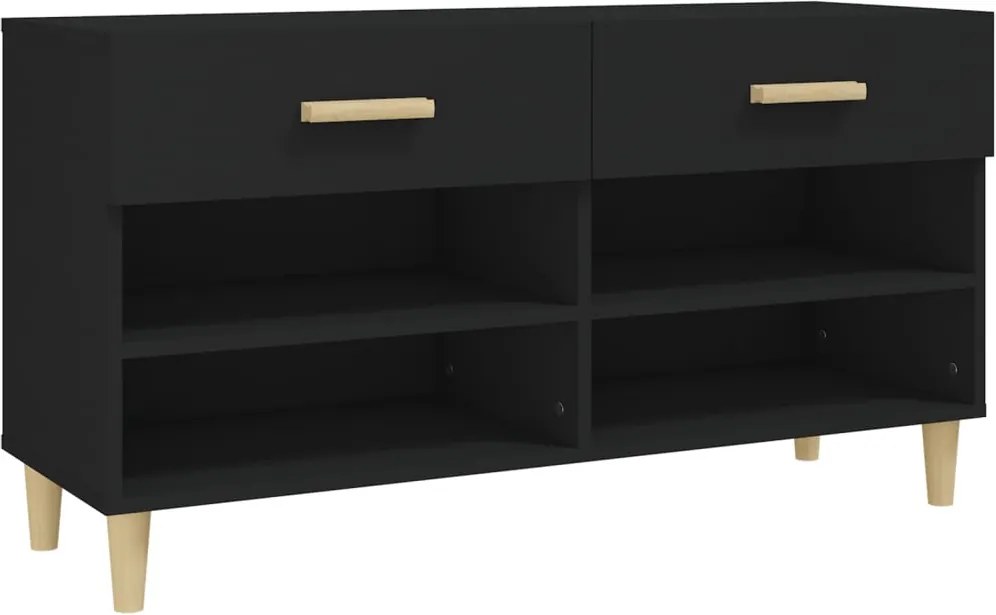 vidaXL fekete szerelt fa cipősszekrény 102x35x55 cm
