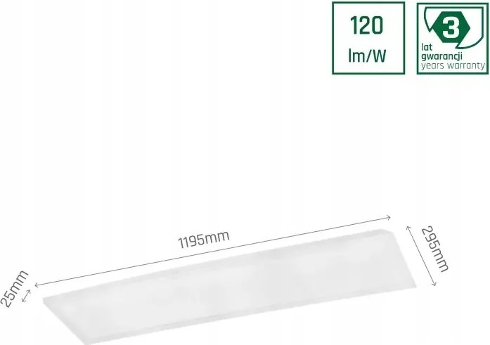 Süllyesztett led panel 120cm x 30cm semleges szín 40W 4800lm IP20 Spectrum